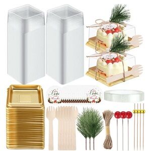 50 Small Holiday Bakery Boxes with Clear Lids